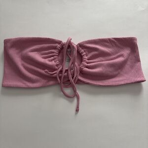 Women's Summer Tie Up Pink Mini Tube Top Garage Size Small